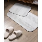 Madame Coco Emele Açık Gri Banyo Paspası 2 Adet Yumuşak Polyester Dikdörtgen Şekil - 50 x 80 + 45 x 50 cm