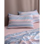 Madame Coco Favor King Size %100 Pamuk Ranforce Baskılı Çarşaflı Nevresim Takımı - Mavi - 240 x 220 cm