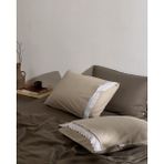 Madame Coco Fleuve %100 Pamuk 2'li Yastık Kılıfı - Bej - 50 x 70 cm