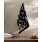 Madame Coco Leopard İpliği Boyalı Yüz Havlusu 50 x 85 cm Desenli Siyah