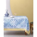 Madame Coco Ligny Polycotton Masa Örtüsü - Mavi/Bej - 150X200 Cm