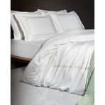 Madame Coco Lis Family Size Nakışlı Nevresim Takımı - Saten - Açık Gri - 160 x 220 cm