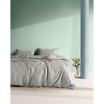 Madame Coco Madame Coco Crep Family Size %100 Pamuk Düz Nevresim Takımı - Buz Gri - 160 x 220 cm