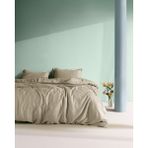 Madame Coco Madame Coco Crep King Size %100 Pamuk Düz Çarşaflı Nevresim Takımı - Bej - 240 x 220 cm