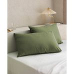 Madame Coco Manon %100 Pamuk Ranforce Düz 2'li Yastık Kılıfı Seti - Haki - 50x70