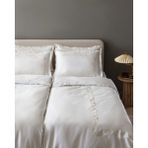 Madame Coco Marguerite Family Size Nakışlı Saten Çarşaflı Nevresim Takımı - Ekru - 160 x 220 cm