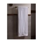 Madame Coco Marnot Bordürü %100 Pamuk Floşlu Banyo Havlusu - Beyaz/Lila - 80x160 cm