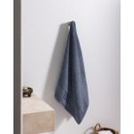 Madame Coco Marnot Bordürü %100 Pamuk Floşlu Banyo Havlusu - Mavi - 70X140 cm - 70 x 140 cm