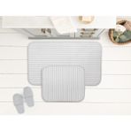 Madame Coco Mathılda 2'li Banyo Paspası - 60 x 100 + 50 x 60 cm - Açık Gri