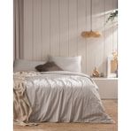 Madame Coco Melicia Çift Kişilik Pamuklu Çizgili Saten Çarşaflı Nevresim Takımı - Bej - 200 x 220 cm