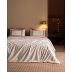 Madame Coco Mila Çift Kişilik %100 Pamuk Nakışlı Yıkamalı Çarşaflı Nevresim Takımı - Mavi - 200 x 220 cm - Ekru