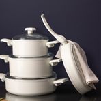 Madame Coco Nano Seramik 7 Parça Beyaz Tencere Seti