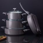 Madame Coco Nano Seramik 7 Parça Gri Tencere Seti