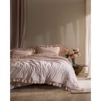 Madame Coco Obernai Tek Kişilik %100 Pamuk Fırfırlı Düz Yıkamalı Nevresim Takımı - Pudra - 160 x 220 cm