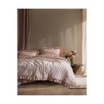 Madame Coco Obernai Tek Kişilik%100 Pamuk Fırfırlı Düz Yıkamalı Nevresim Takımı - Pudra 160 x 220
