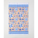 Madame Coco Pompere Baskılı Mutfak Havlusu - 40 x 60 cm - Sarı - Mavi