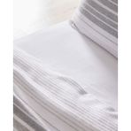 Madame Coco Ranya Çift Kişilik %100 Pamuk İpliği Boyalı Çarşaflı Nevresim Takımı - Beyaz/Gri - 200 x 220 cm - Beyaz - Gri