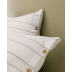 Madame Coco Raya Çift Kişilik %100 Pamuk İpliği Boyalı Çarşaflı Nevresim Takımı - Beyaz/Bej - 200 x 220 cm