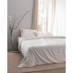 Madame Coco Relief King Size %100 Pamuk Bağlamalı Çarşaflı Nevresim Takımı - Ekru/Kırmızı - Ekru - Kırmızı - 240 x 220 cm