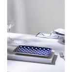 Madame Coco Reve Bleu Raye Dikdörtgen Tabak - 22 cm - Mavi/Beyaz