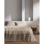 Madame Coco Sheryl Çift Kişilik Müslin İpliği Boyalı Lastikli Nevresim Takımı - Bej/lacivert 8684427207482 Çok Renkli