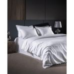 Madame Coco Thalie Family Size %100 Pamuk Çizgili - 300TC Saten Çarşaflı Nevresim Takımı - Beyaz - 160 x 220 cm