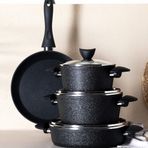 Madame Coco Titanium Noir Siyah 7 Parça Tencere Seti