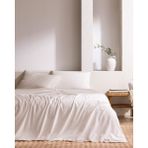 Madame Coco Tracey Çift Kişilik %100 Pamuk Pileli Linen Look Yıkamalı Çarşaflı Nevresim Takımı - Beyaz - 200 x 220 cm