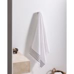 Madame Coco Velours Pamuklu Banyo Havlusu - Beyaz/gri - 70 x 140 cm - Beyaz - Gri