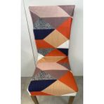 Madame Deco Dijital Baskılı Likralı Sandalye Kılıfı - 34 x 48 cm - Gri - Turuncu