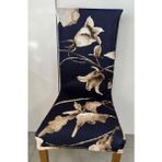 Madame Deco Dijital Baskılı Likralı Sandalye Kılıfı - 34 x 48 cm - Lacivert - Bej