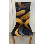 Madame Deco Dijital Baskılı Likralı Sandalye Kılıfı - 34 x 48 cm - Siyah - Çok Renkli