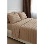 Madame Dower Wave İskandinav Bej Yatak Örtüsü Seti 260x250 cm + 4 Yastık Kılıfı
