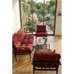 Madame Home Bordo Begonvil Balkon, Bahçe - Metal Kanepe Koltuk Takımı 3+1+1 + Sehpa Bordo