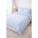Madame Home Çift Kişilik Fırfırlı Nevresim Takımı Pamuklu Kumaş Şık Yatak Odası Takımı - Bebe Mavisi - 200 x 220 cm
