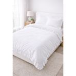 Madame Home Çift Kişilik Fırfırlı Nevresim Takımı Pamuklu Kumaş Şık Yatak Odası Takımı - Beyaz - 200 x 220 cm