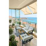Madame Home Gri Balkon, Bahçe,Teras,Cafe - Salon - Metal Kanepe Koltuk Takımı - 2 1 1 Sehpa Açık Gri