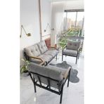Madame Home Gri Balkon, Bahçe,Teras,Cafe - Salon - Metal Kanepe Koltuk Takımı Çay Seti 2+1+1