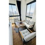 Madame Home Gri Kadife Balkon, Bahçe,Teras,Cafe - Salon - Metal Kanepe Koltuk Takımı - 2+1+1 + Masa