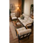 Madame Home Krem Balkon, Bahçe - Metal Kanepe Koltuk Takımı 3+1+1 + Sehpa