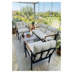 Madame Home Krem Balkon, Bahçe,teras,cafe - Salon - Metal Kanepe Koltuk Takımı - 2 1 1 Sehpa