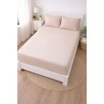 Madame Home Ranforce Çift Kişilik Lastikli Çarşaf Takımı %100 Pamuk 160X200 & 180X200 +30 cm Köşe Derinliği 2 Yastık Kılıfı - Bej - Cappuccino - 160*200