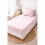 Madame Home Ranforce Lastikli Çarşaf Takımı Tek Kişilik %100 Pamuk 30 cm Derinlik - Pudra - 90*190
