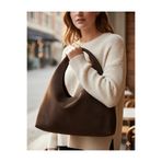 Madame Kahverengi Süet Kadın Shopper Omuz Çantası – Yumuşak Form Vintage Model