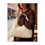 Madame Krem Deri Kadın Shopper Omuz Çantası – Yumuşak Form Vintage Model