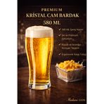 MADAME LUDA Premium Kristal Cam Pilsner Bira Bardağı.(6 ADET-580 ML)