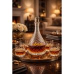 MADAME LUDA Premium Viski Bardağı/Karaf Sürahi-Takımı-Seti.(4 BARDAK+1 KARAF/ŞİŞE) 5 Parça Viski Seti.