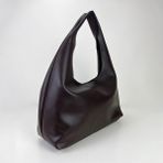Madame Minimalist | Deri Görünümlü | Hobo Omuz Çantası - Kahve