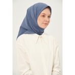 Madame Polo Poly Coton Kare Eşarp İndigo Pamuklu Nefes Alan Kumaş