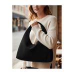 Madame Siyah Süet Kadın Shopper Omuz Çantası – Yumuşak Form Vintage Model